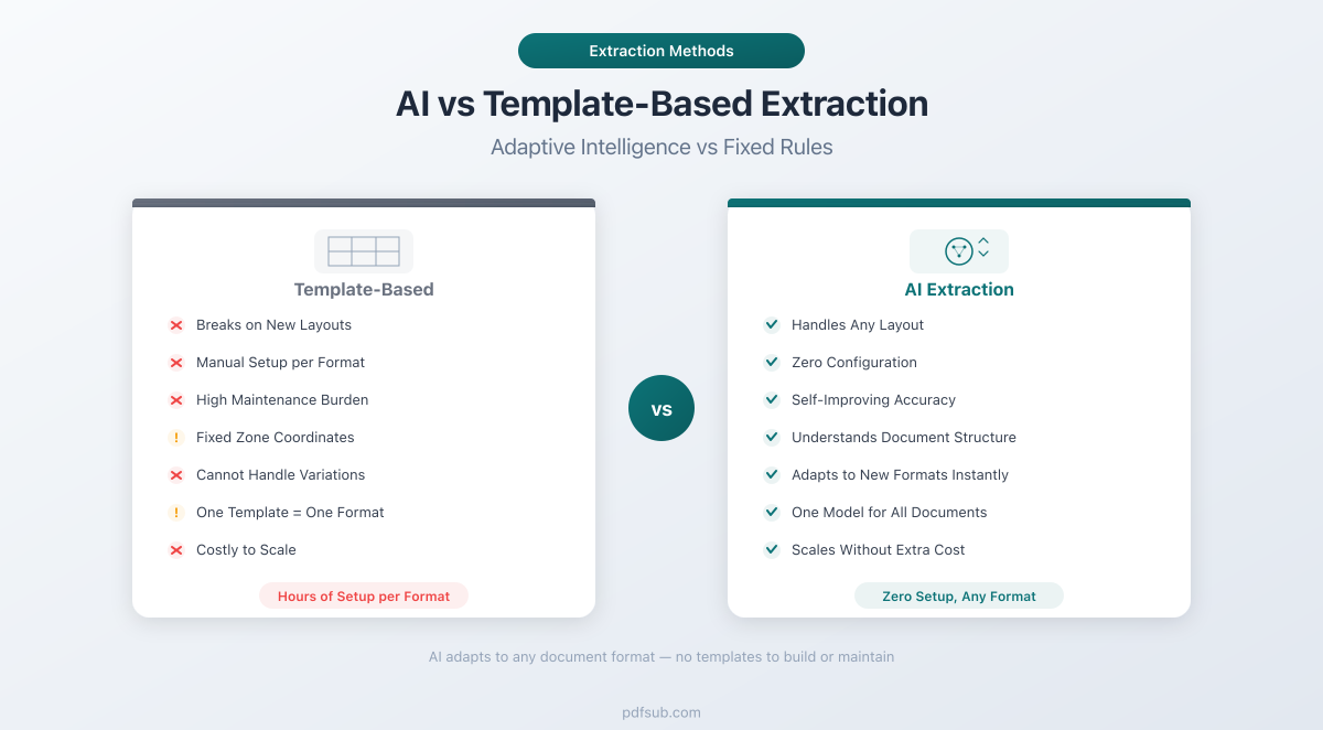 AI versus template-based document extraction comparison