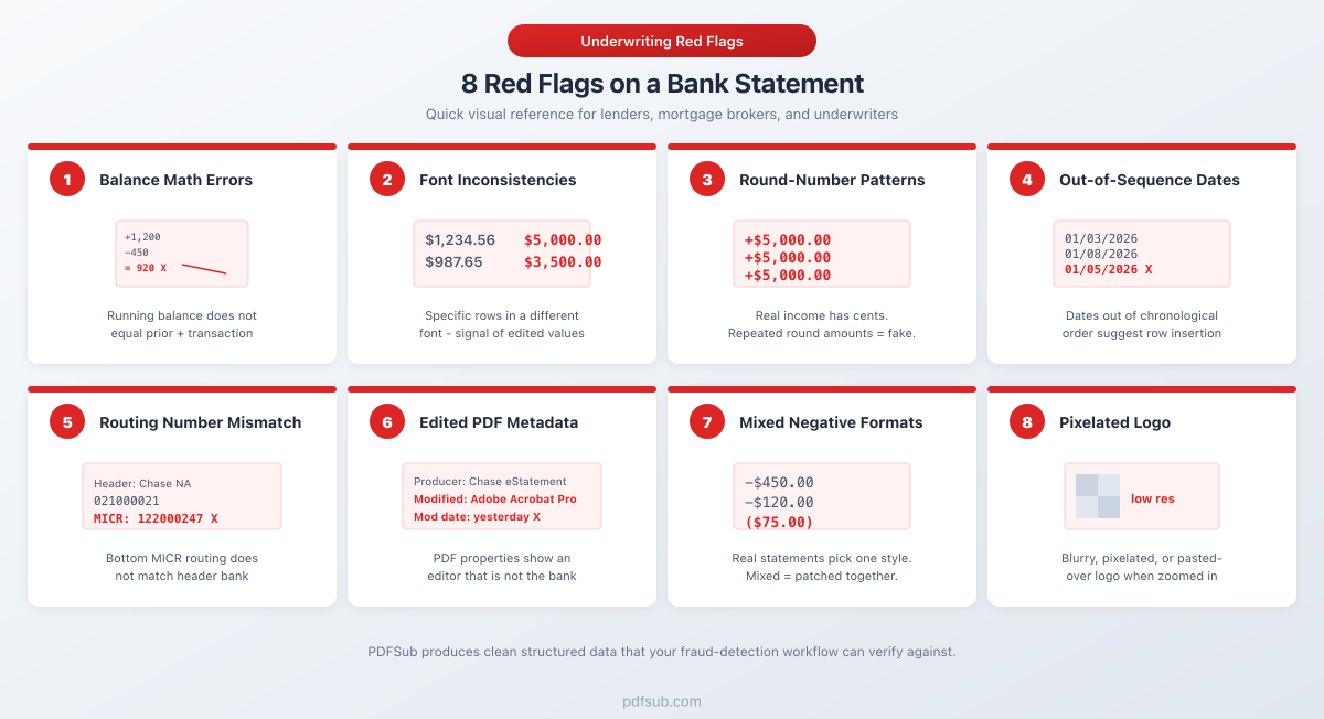 Eight red flags that signal a fake or tampered bank statement