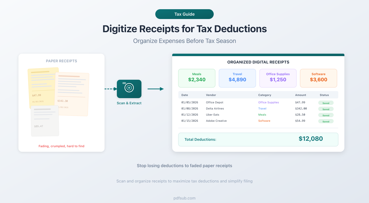 How to digitize receipts for tax deductions - from paper receipts to structured digital records