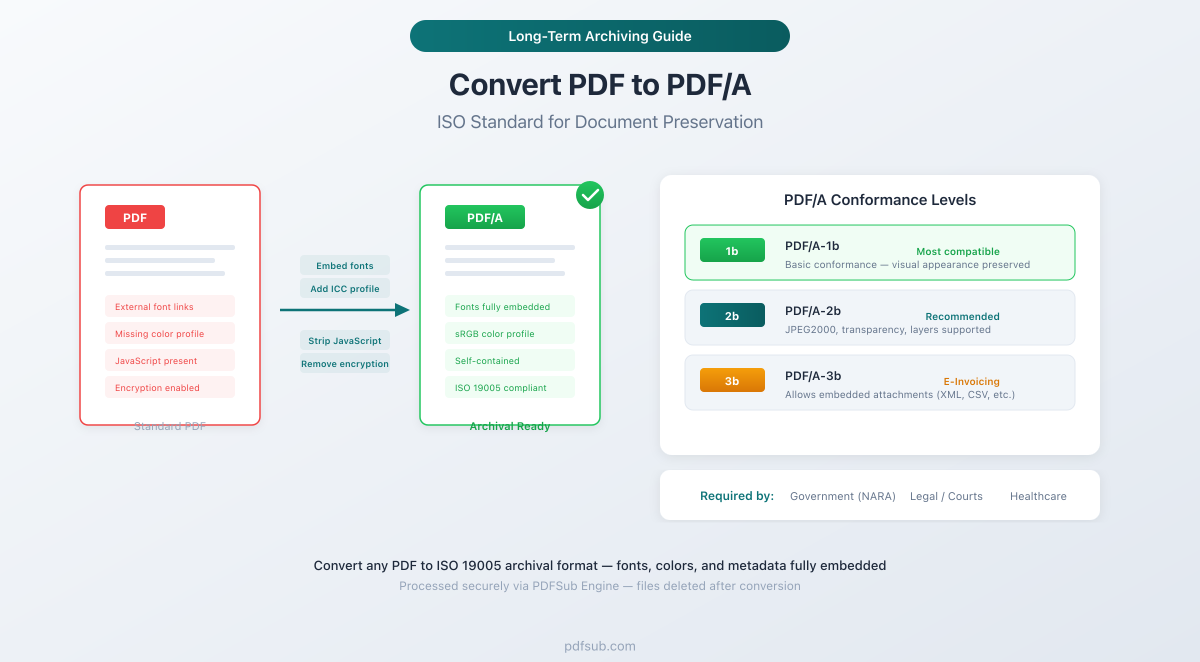 How to convert PDF to PDF/A - the ISO standard for long-term document archiving and preservation