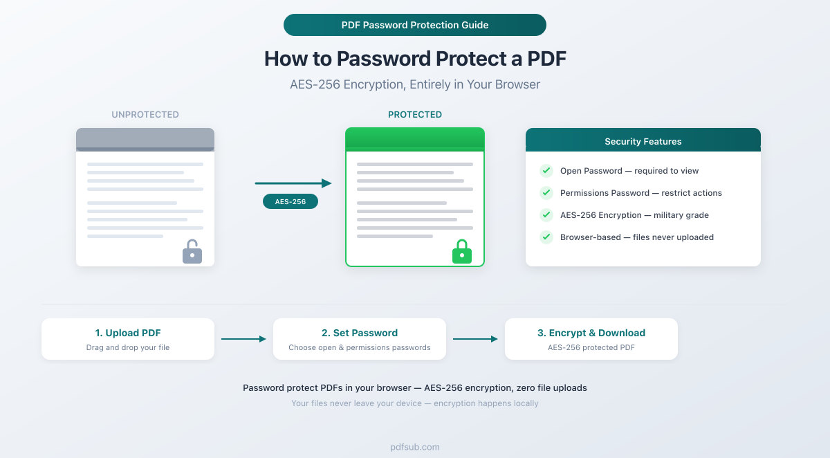 How to password protect a PDF - AES-256 encryption, entirely in your browser