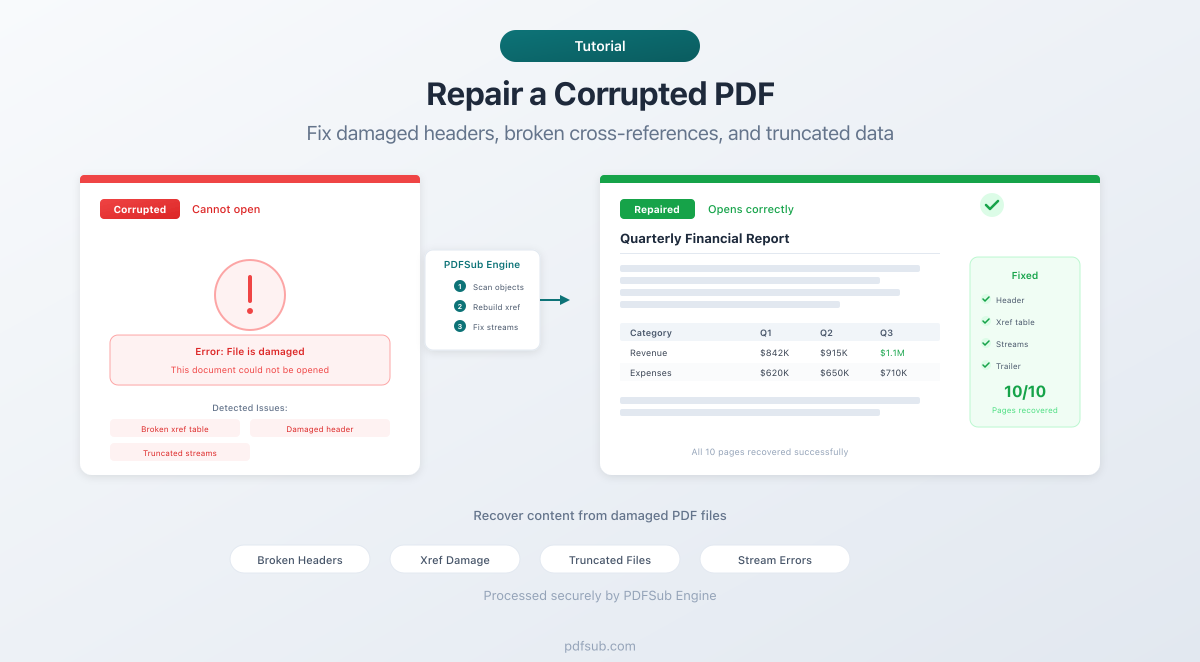 How to repair a corrupted PDF file online
