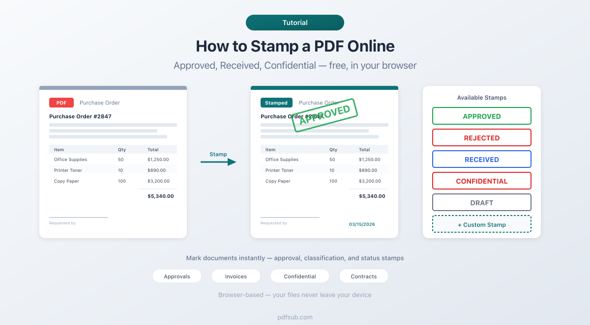 How to stamp a PDF online - Approved, Received, Confidential