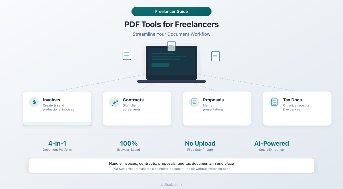 PDF tools for freelancers - managing invoices, contracts, proposals, and tax documents in one platform